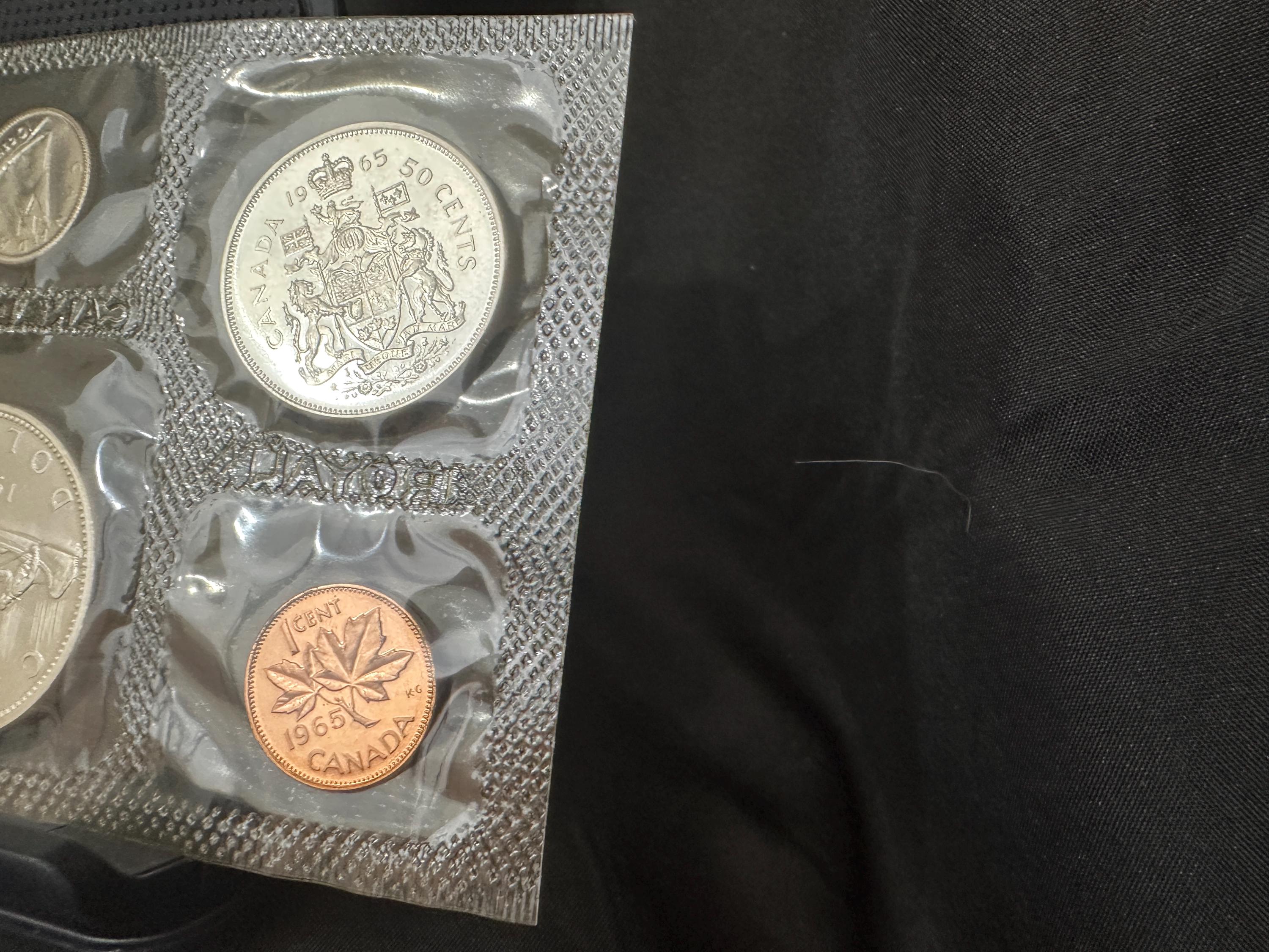 1965年カナダ未流通プルーフコイン6枚セット（4枚）- 封筒、品質証明書