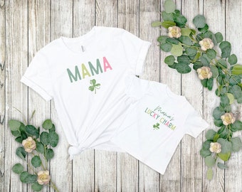 Mama's Lucky charm t-shirt Mommy and me matching St. Patrick's Day Shirts Gift for Her Toddlers St. Patrick's Shamrock Shirt Lucky tee
