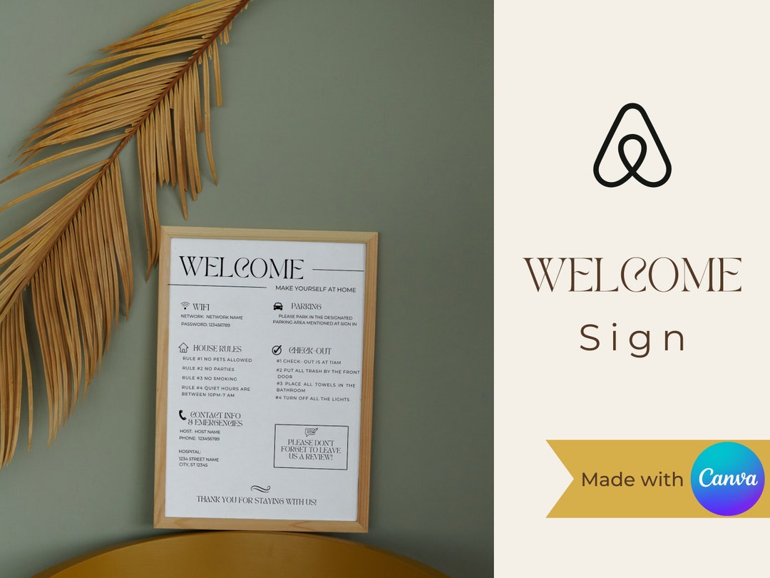 1 Page Airbnb Sign Address and Signairbnb Etsy