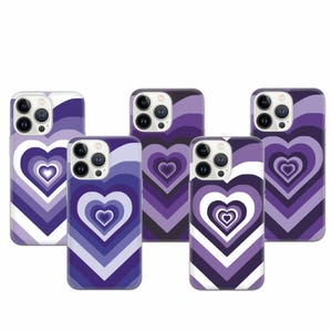 Purple Hearts Retro Y2K Phonecase, Funky Aura Heart Casing for iPhone, Samsung, Google Pixel, Preppy Summer Coquette TPU Cover, Gel Case y2k