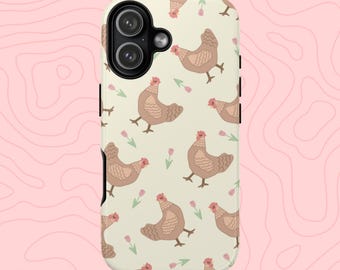 Floral Chicken Phone Case | Tough Cottagecore Cover For iPhone, Samsung & Pixel