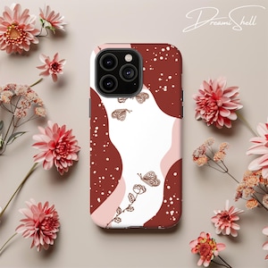 Red Boho Butterfly Phone Case: Floral iPhone, Samsung, Pixel Cover