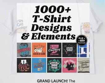 メガTシャツデザインバンドル：1000種類以上のグラフィックと要素｜マスター再販権付きPODアセット