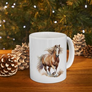 Watercolor Trotting Horse Coffee Mug, Horse, Horse Art, Gift For Her, Gift For Him, Horse Mug, Quarter Horse, Horse Gift, Ceramic Mug 11oz