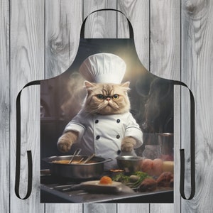 Delantal Gordon Ramseow, regalo de delantal de cocina de gato exótico culinario divertido, regalo divertido, gatos divertidos, regalo para él, regalo para ella, delantal de chef