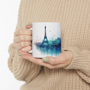 Paris Skyline Coffee Mug, Gift For Her, Birthday Gift, Eiffel Tower Art, Paris France, Travelling Souvenir, Gift For Him, Ceramic Mug 11oz