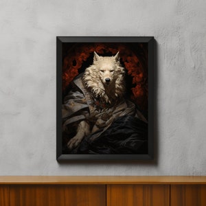 Cartel de papel mate premium de lobo blanco gótico, cartel gótico, impresión de cartel de arte, decoración del hogar, estética bruja lobo vampiro, impresionante impresión de arte