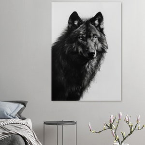 Modern Wolf Poster, Art Poster Print, Home Decor, Matte Poster, Wolf Print, Dog Print, Animal Lover Gift, Black and White Wildlife Poster