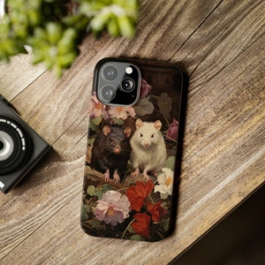 Cute Floral Rats Slim Phone Case, , iPhone Case, iPhone 15, iPhone 14, Gift For Her, Cute Phone Case, Aesthetic Case, Rat Lover Gift