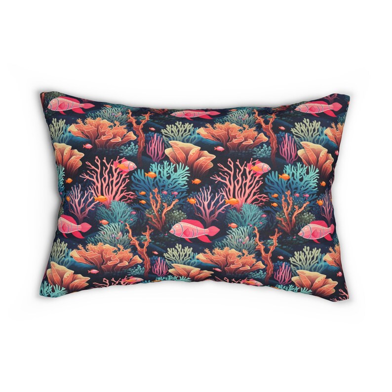 Cotton Blend Chenille Lumbar Pillow, Coral Color main image 0