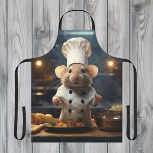The Mice-tro Apron, Funny Culinary Mouse Chef Kitchen Apron Gift, funny gift, Funny Mouse, Gift for Him, Gift For Her, Whimsical, Chef Apron