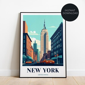 Stampa digitale di viaggio a New York - Stati Uniti, poster di viaggio, arte di viaggio, poster di New York, regalo di compleanno, regalo di nozze, stampa digitale