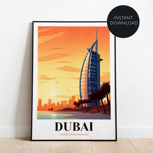 Dubai Travel Print, Dubai - United Arab Emirates Travel Gift, Digital Travel Poster, Printable City Poster, Wedding Gift, Birthday Present