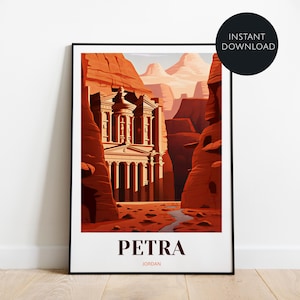 Petra Travel Print, Petra - Jordan Travel Gift, Printable City Poster, Digital Download, Wedding Gift, Birthday Present