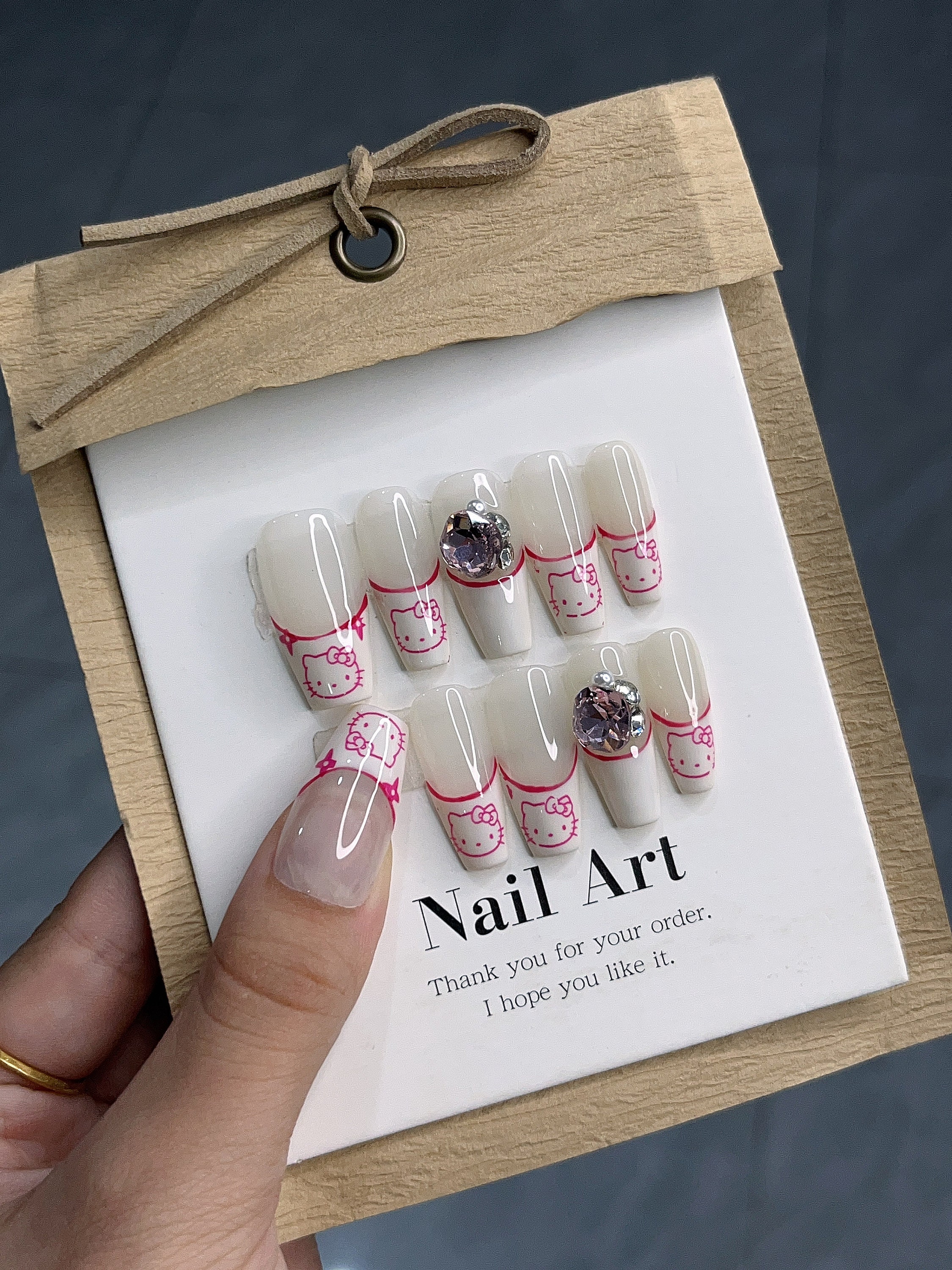 Hello Kitty Press on Nails Short Kawaii Short Press on Nails Etsy