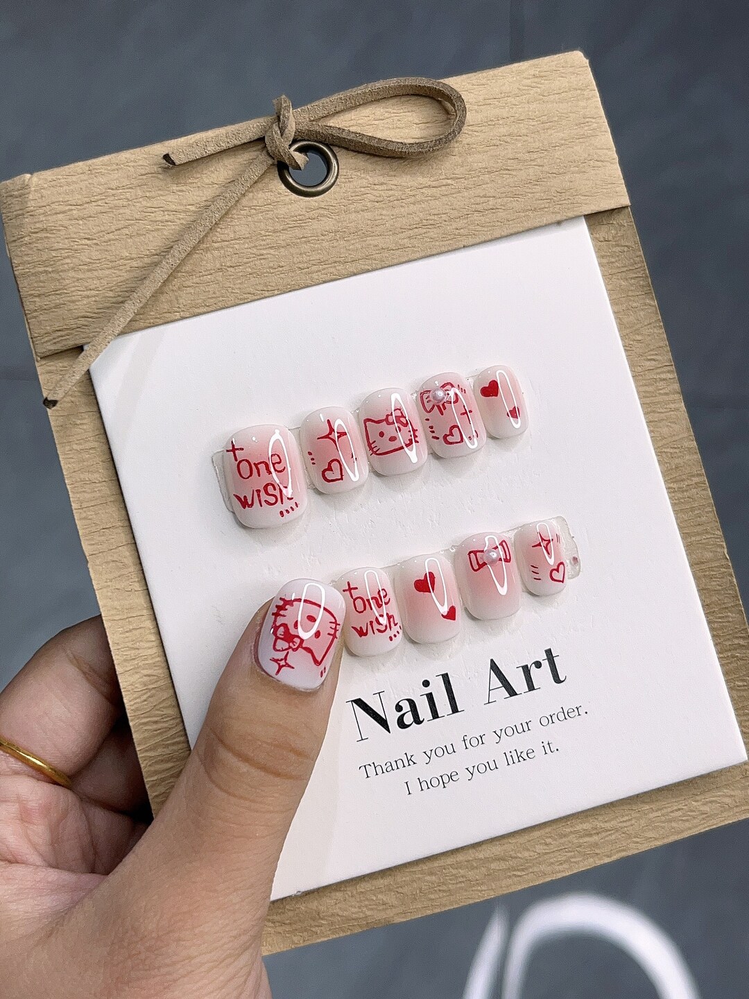 Hello Kitty Press on Nails Short Kawaii Short Press on Nails - Etsy