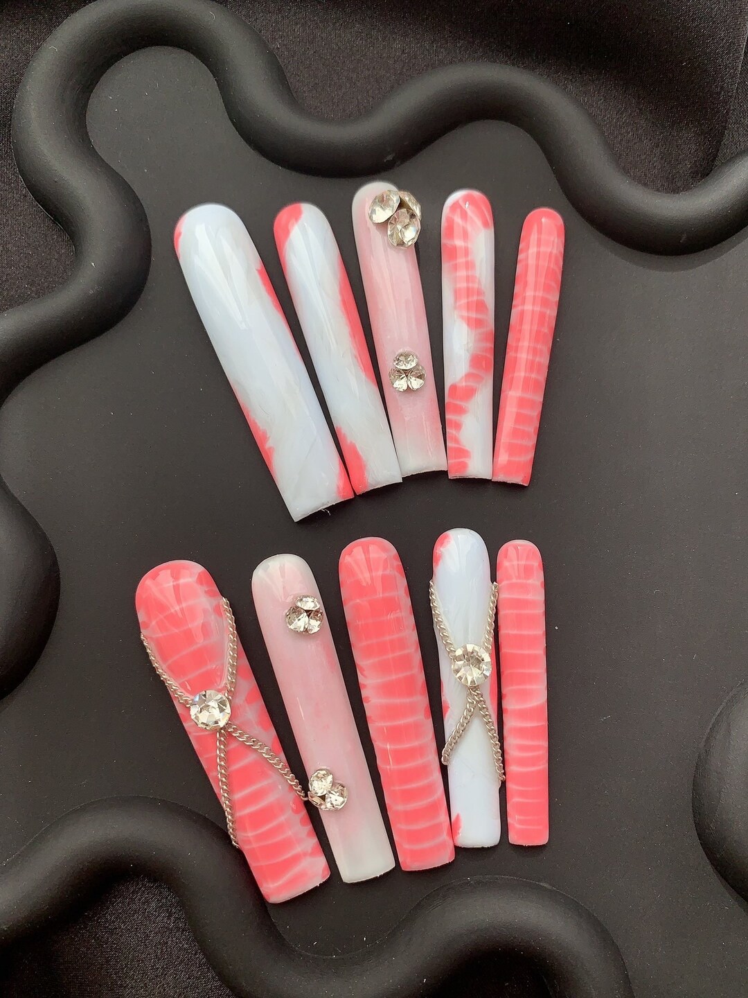 XXXL Pink Press on Nail Ombre 3XL Press on Nails Extra Long Luxury