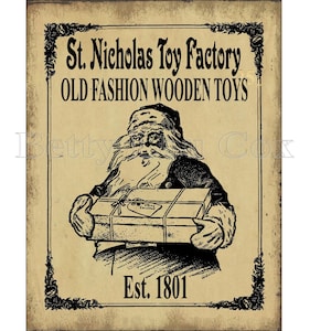 Anuncio vintage de Papá Noel para imprimir, ideal para telas de sacos de harina, transferencias de almohadas, etiquetas, paños de cocina, descarga instantánea, digital, Navidad