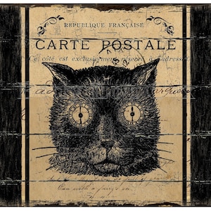 Impresión de gato de Halloween, signo de saco de grano, granja vintage, saco de harina, transferencia de almohada, etiquetas, toallas de té, primitivo, digital, tarjetas