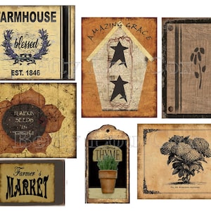 Primitive Labels, Garten, Blumen für Vorratsgläser Dosen Crocks Flaschen Dosen Boxen, Bauernhaus , Junk Journal , Card Making Tags , DIY Geschenke