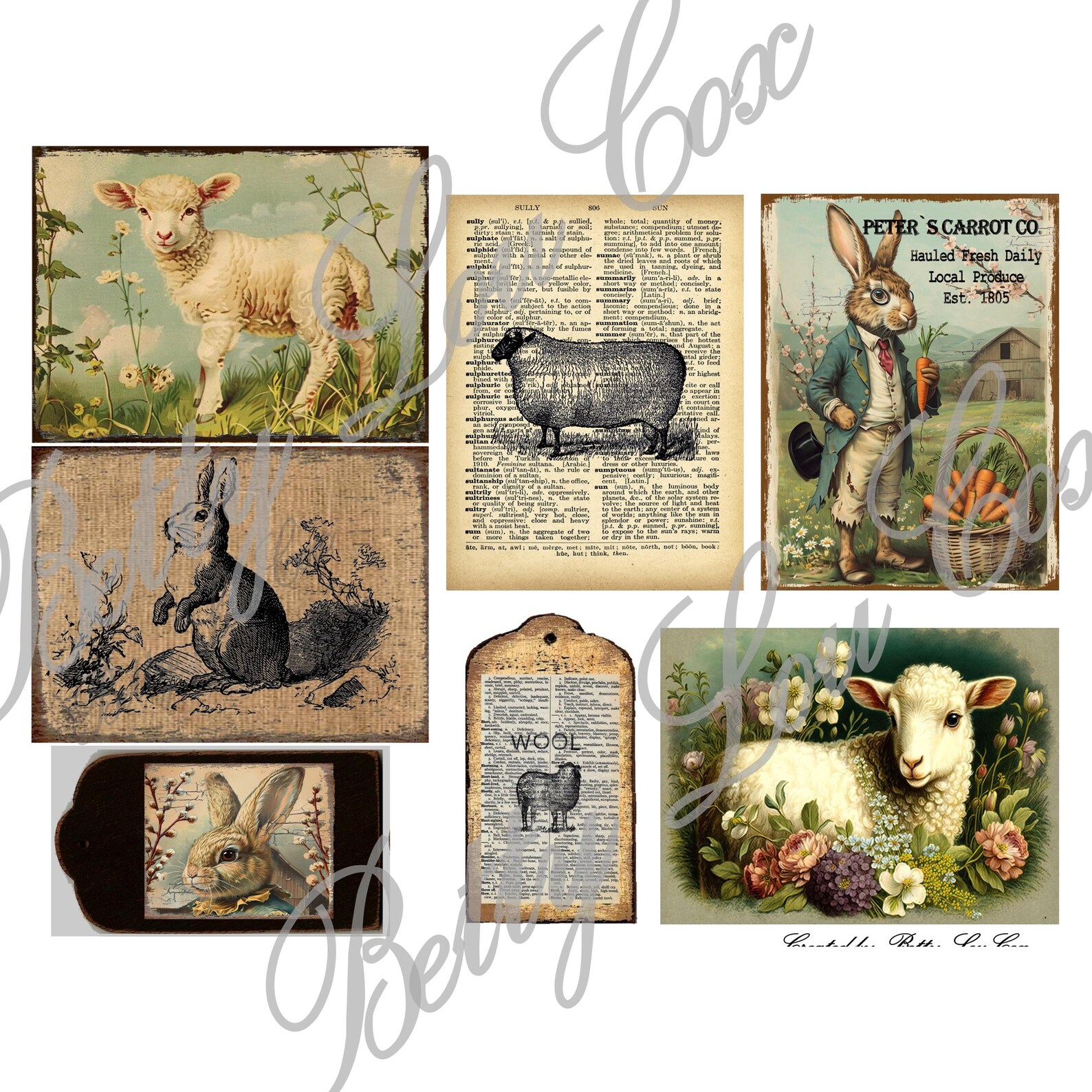 Sheep With Labels No.032 Bunny Labels , Sheep Labels , Vintage , Embellishments for ...