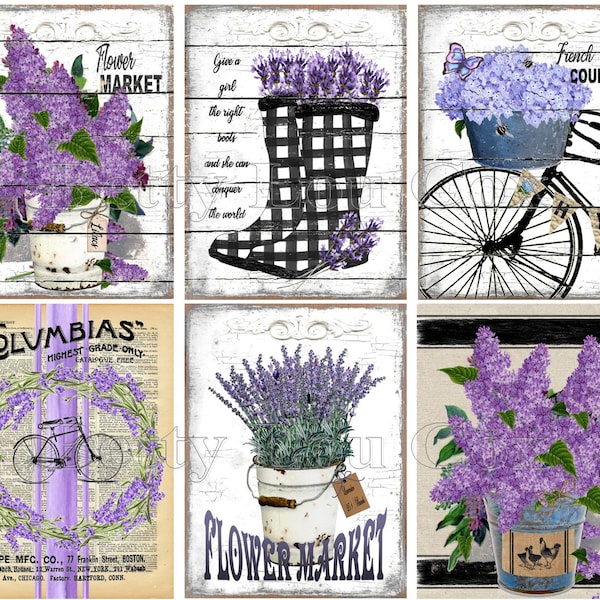 Lavender Labels , Lilacs for pantry jars cans crocks bottles tins boxes , Flowers , Junk Journal , Shabby Chic , Vintage , French Country