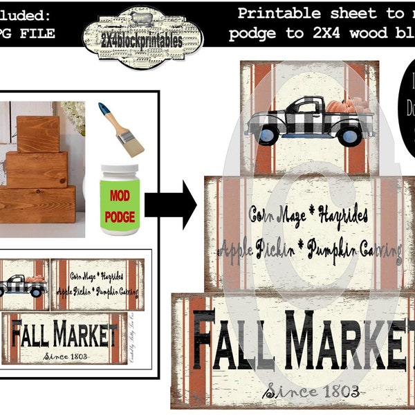 Pumpkin Blocks , Pickup Truck Wood Sign , 2X4 Crafts , Instant Download , Printable template , Shelf Sitter , Halloween , Block , DIY  Gifts