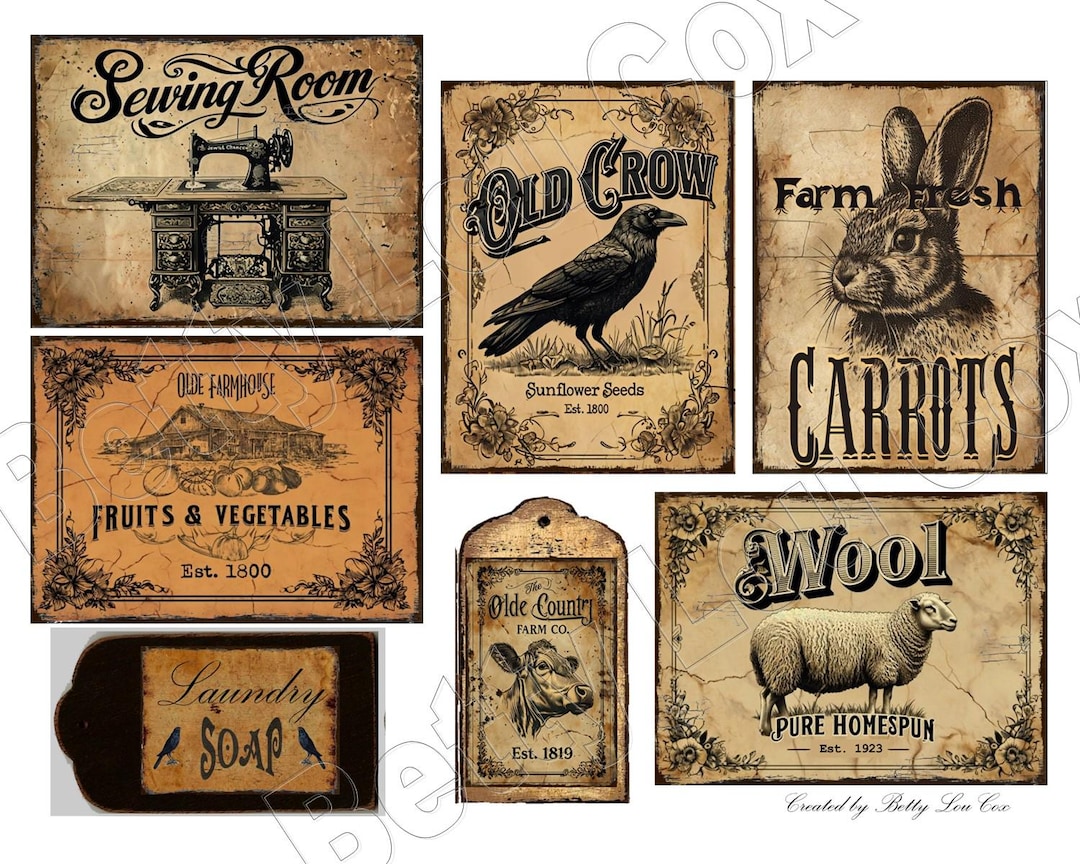Sheep With Labels No.001 Rustic Labels , Crow , Sheep , for Pantry Jars Cans Crocks ...