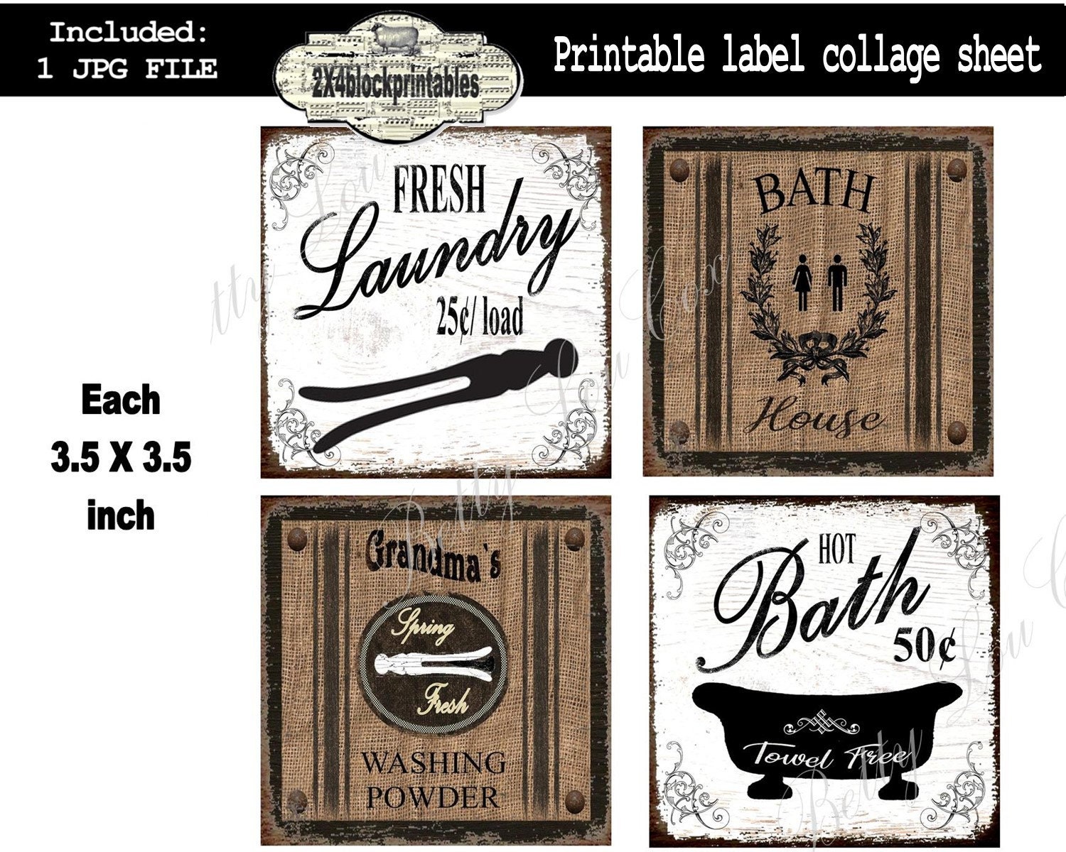 Labels Batroons No.005 Bathroom Laundry Labels Printable , French Country , Download ...