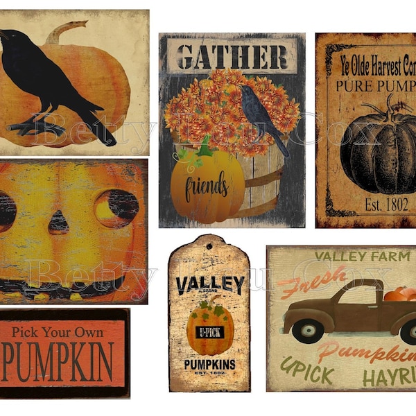 Primitive Labels , Pumpkin , Halloween for pantry jars cans crocks bottles tins boxes , Prim , Junk Journal , Card Making , Tags , DIY gifts