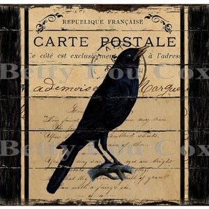 Stampa di corvo, etichette per mutandine primitive, arte murale stampabile, fattoria rustica, creazione di biglietti, incorniciatura, trasferimento di cuscini di sacchi di grano, regalo fai da te