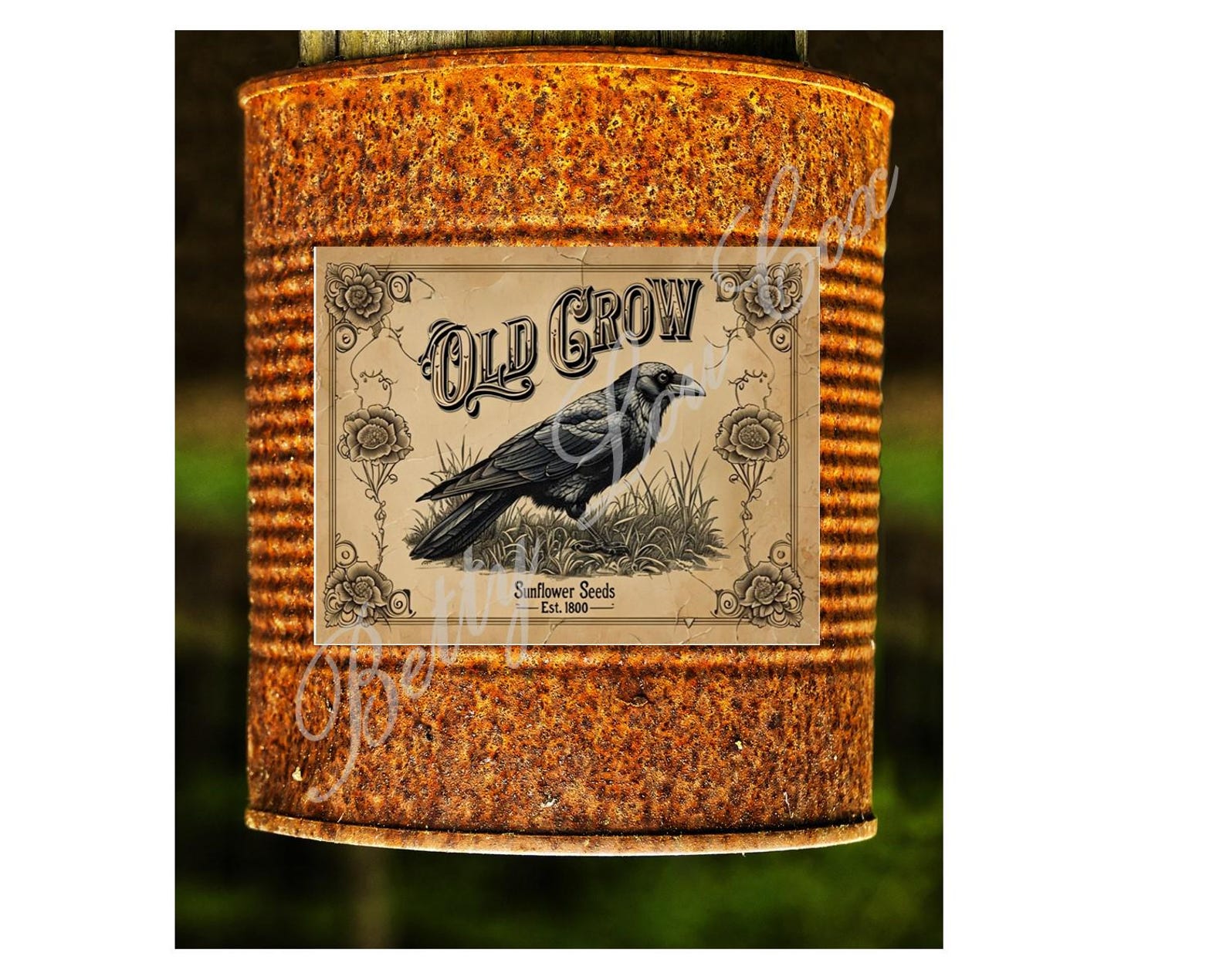 No.052 Vintage Crow Label, Rustic Pantry Decor (digital Download) - Etsy