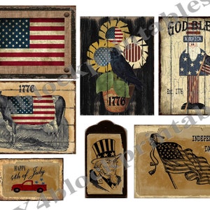 Etichette primitive, bandiera americana per barattoli, lattine, bottiglie, scatole di latta, Giorno dell’Indipendenza, diario spazzatura, creazione di cartoline, regali fai da te