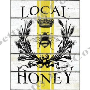 Impression d'abeilles , Miel local , Enseigne , Décalcomanies , Étiquettes , Numérique , Cadeau DIY , Fabrication de cartes , Journal indésirable , Agenda , Bande de sac de céréales