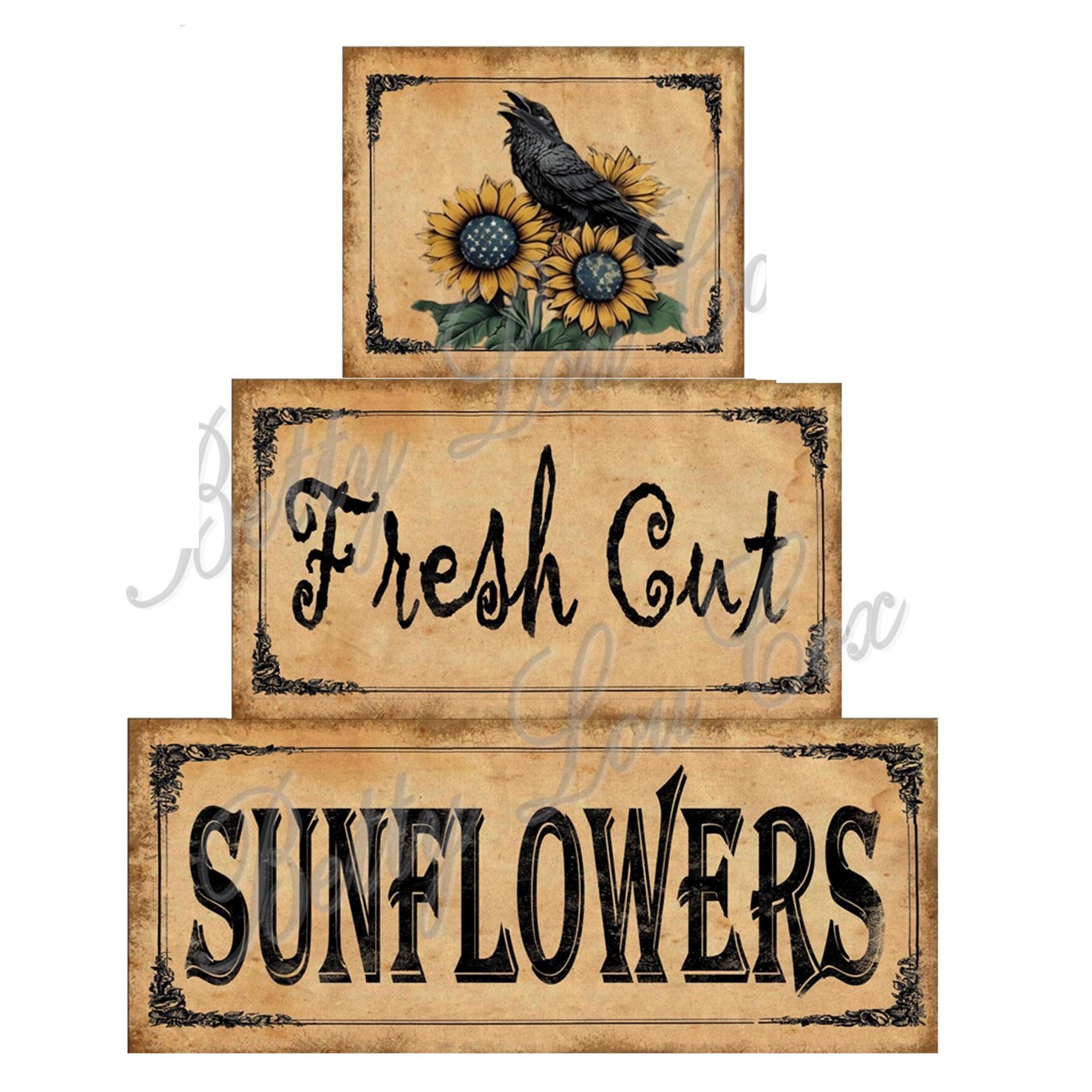 Crow Sunflower Blocks , Printable 2X4 Crafts , Primitive , Rustic ...