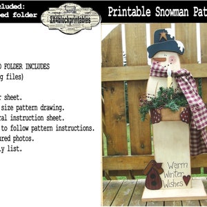 Snowman wood pattern , instant download , primitive , painting , rustic , DIY , printable , large porch pal , e-pattern , beginner , prim
