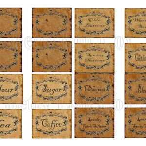 Primitive Pantry Labels , Flour Sugar Tea Coffee for jars cans crocks bottles tins boxes and canister , 16 , Primitive  , Blank  Digital