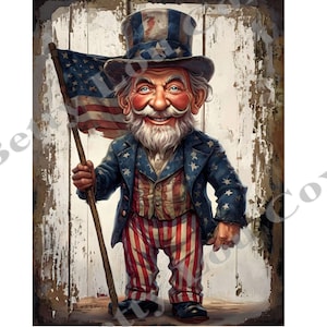 Uncle Sam print , instant download , American figure , USA flag , patriotic printable , perfect to frame , use for labels or greeting card