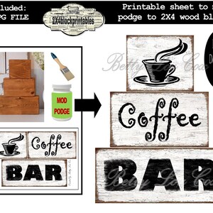 Afdrukbare koffie 2 x 4, Instant Download, Shabby Cottage, Houten Bord, Blokken, Neutraal Decor, Boerderij, Cottage Chic, DIY, Koffiebar