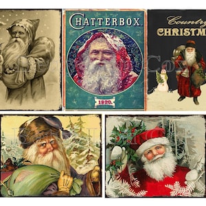 Étiquettes Père Noël imprimables , Parfait pour les bocaux de garde-manger , Boîtes de conserves et bouteilles , Vintage , Noël primitif et sale , Vieux Monde , Campagne