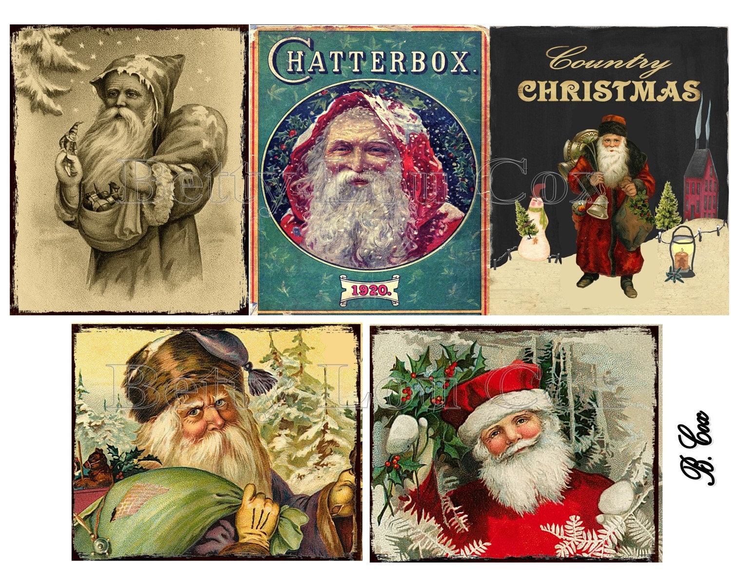 Santa Labels Printable , Perfect for Pantry Jars Tin Cans Crocks Bottles Boxes , Vintage ...