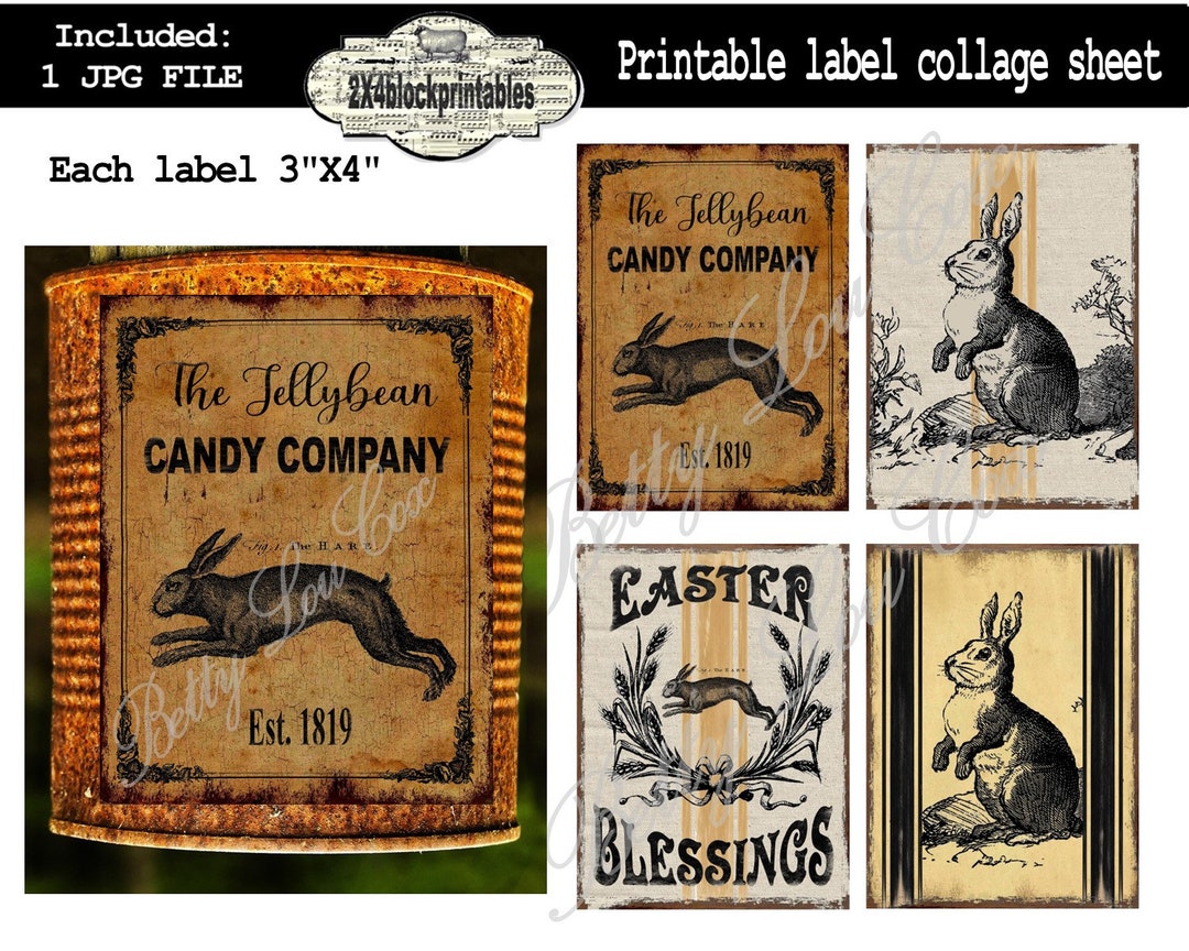 Bunny Labels , Easter Tree Can Labels , Attach to Tomato Can ...