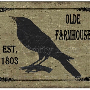 Crow Print , Primitive Panty Labels , Printable Wall Art , Rustic Farmhouse , Card Making , Framing , Pillow Transfer , DIY Gift  Mod Podge