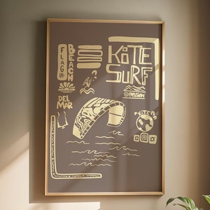 Poster Flag Beach Kitesurfer - Elegante decorazione da parete per gli appassionati di sport acquatici, decorazione perfetta per la tua casa, idea regalo per gli appassionati di kitesurf