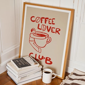 Cartel del Coffee Lover Club - Decoración de pared para los amantes del café, diseño minimalista del café, impresión de arte moderno, regalo para los fanáticos del barista y del café