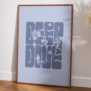 Deep Dive Taucher Poster - Unterwasser Wandkunst für Taucher und Ozean-Liebhaber, stilvolle Deko für Zuhause, Geschenkidee für Abenteurer