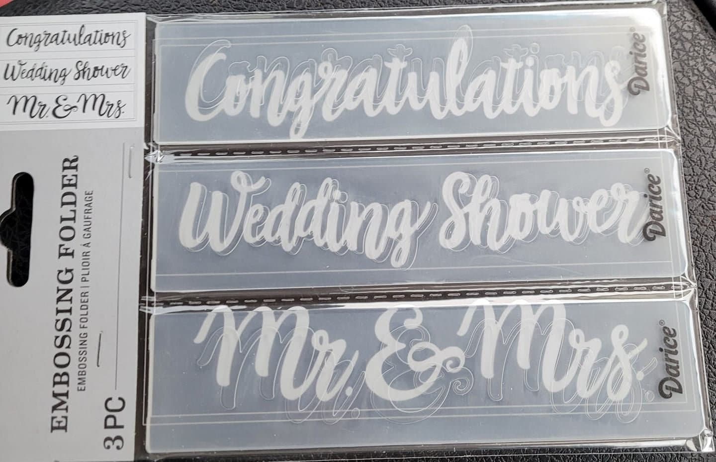 Congratulations, Wedding Shower, Mr.and Mrs. Embossing Folders Darice