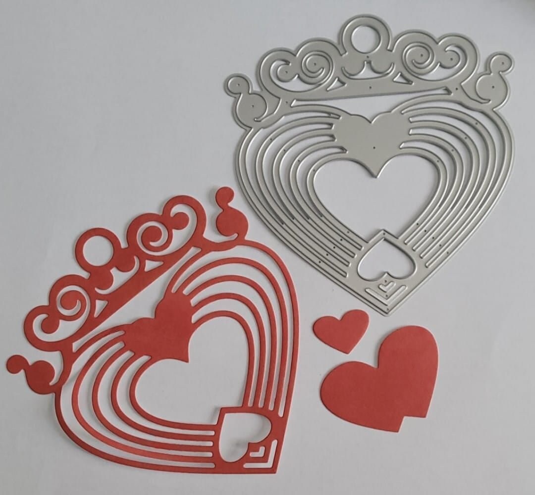 Heart With Swirl Top Border Metal Cutting Die Greeting Love Card Making ...