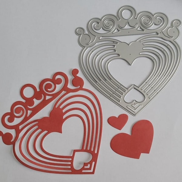 Heart with Swirl top border Metal Cutting Die Greeting Love Card Making Scrapbooking Craft Die Cuts Wedding Engagement Invitations Party