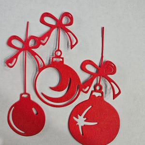 3 Hanging Ornaments with bows metal cutting die Card Making Scrapbooking Craft Dies Holiday Greeting Cards Tree Decorating Birthday Party